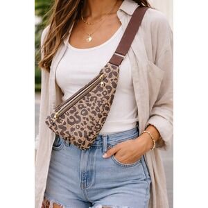 Leopard‎ Print Triangle Sling Bag Crossbody Fashionable Women's Accessory